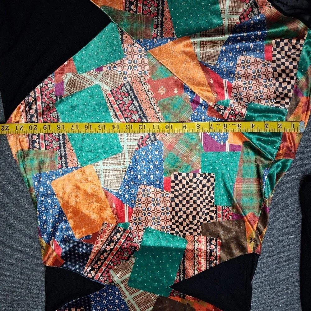 Free People Parker Patchwork Maxi Dress Sz L Sheer Back Velvet Boho Chic